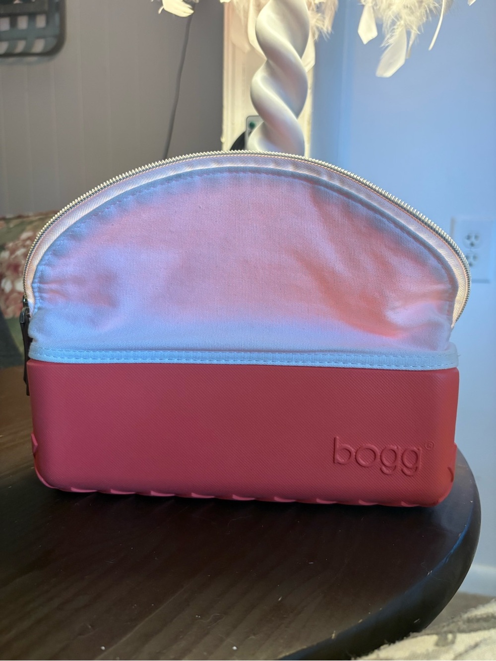 BOGG BAG coral and white Cosmetic Pouch